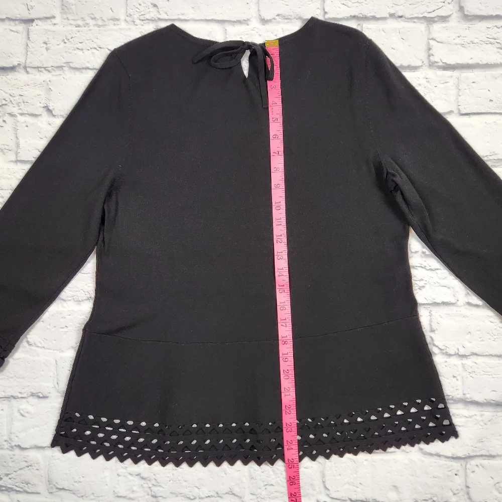 Talbots Shirt Womens Large Black Lace Trim - Picture 12 of 12